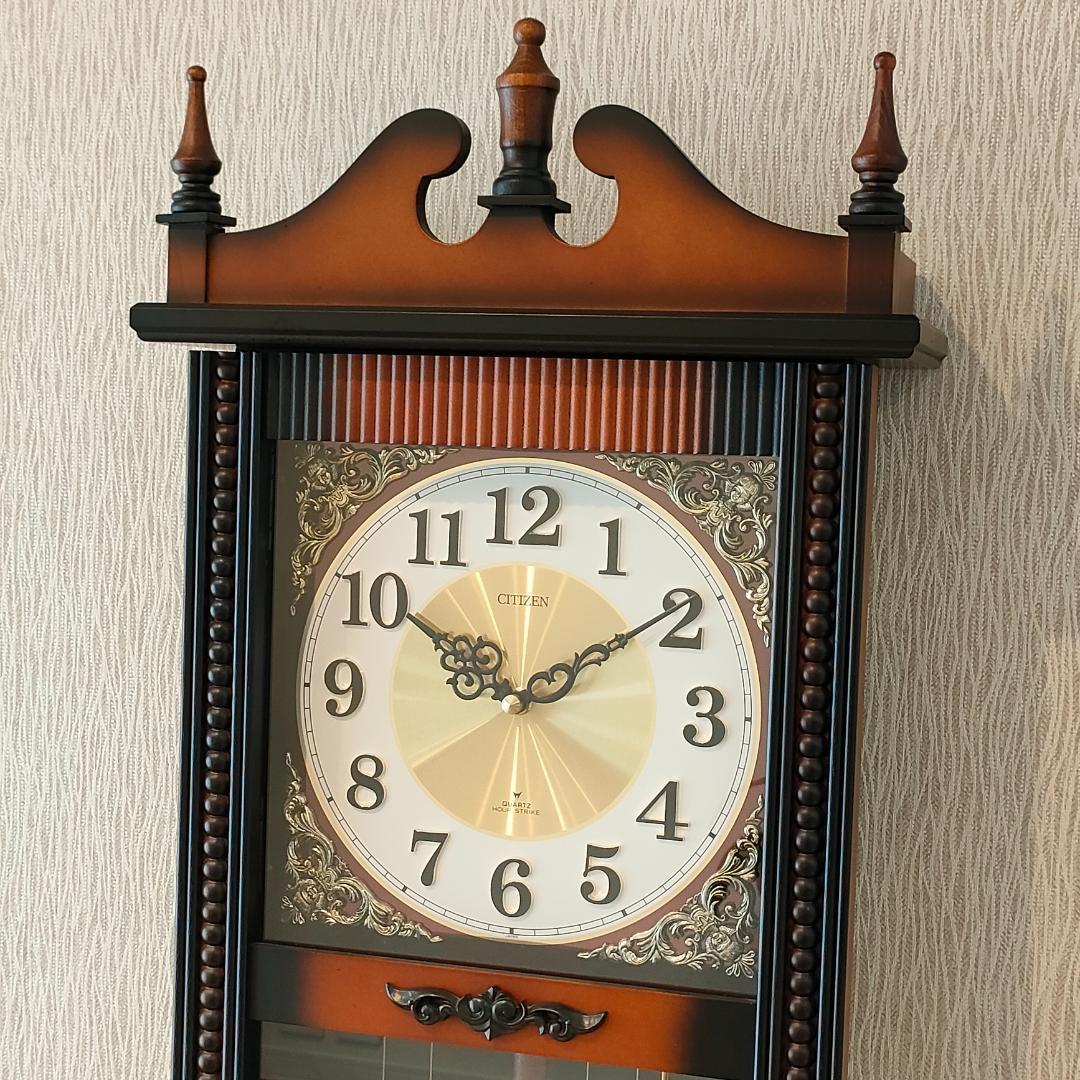 〈美品〉　ビンテージ　CITIZEN　振り子時計　掛時計　柱時計　クラシック