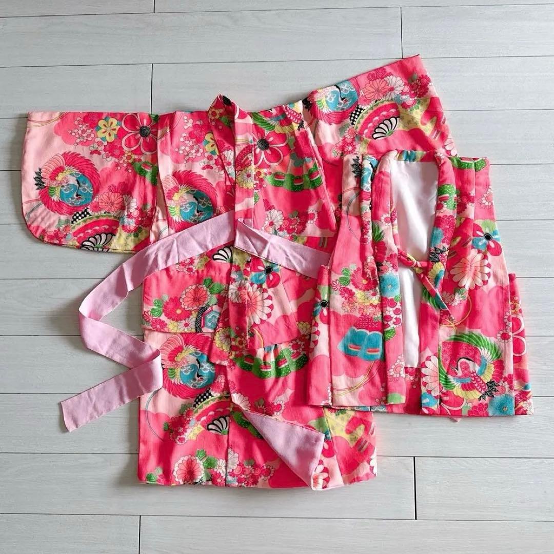 七五三　手縫い　レトロ　アンティーク　3歳用　着物　女児　女の子