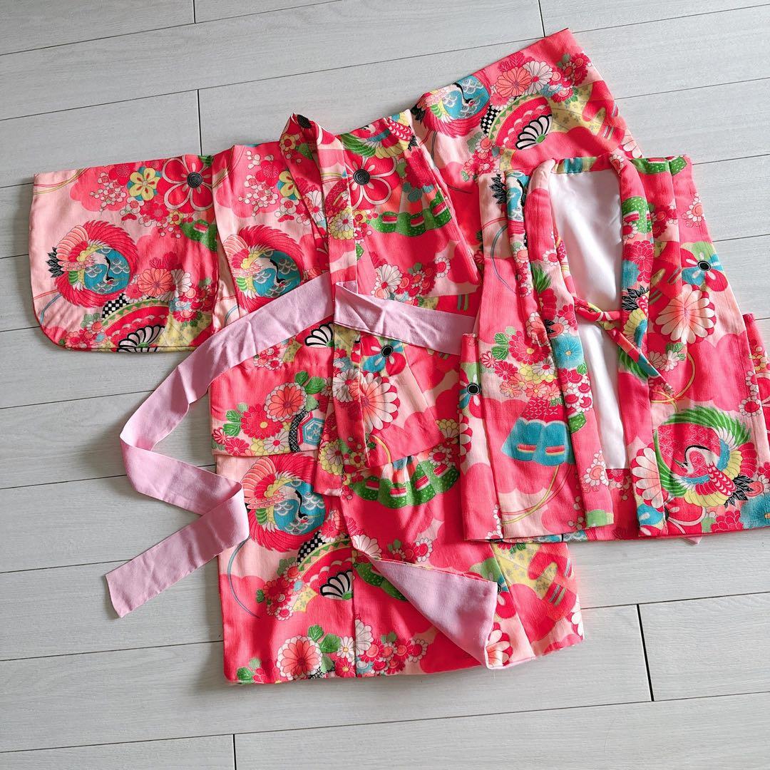 七五三　手縫い　レトロ　アンティーク　3歳用　着物　女児　女の子