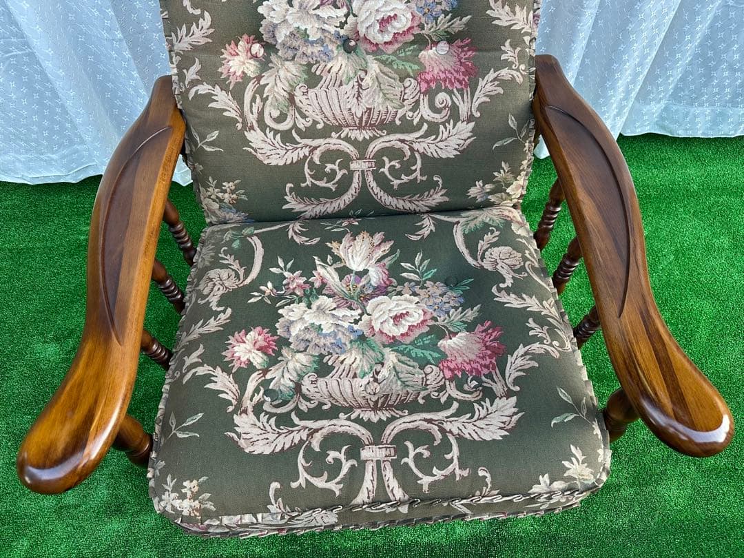 カリモク コロニアル クラシック花柄 リクライニングソファ 1人掛け i4-2※