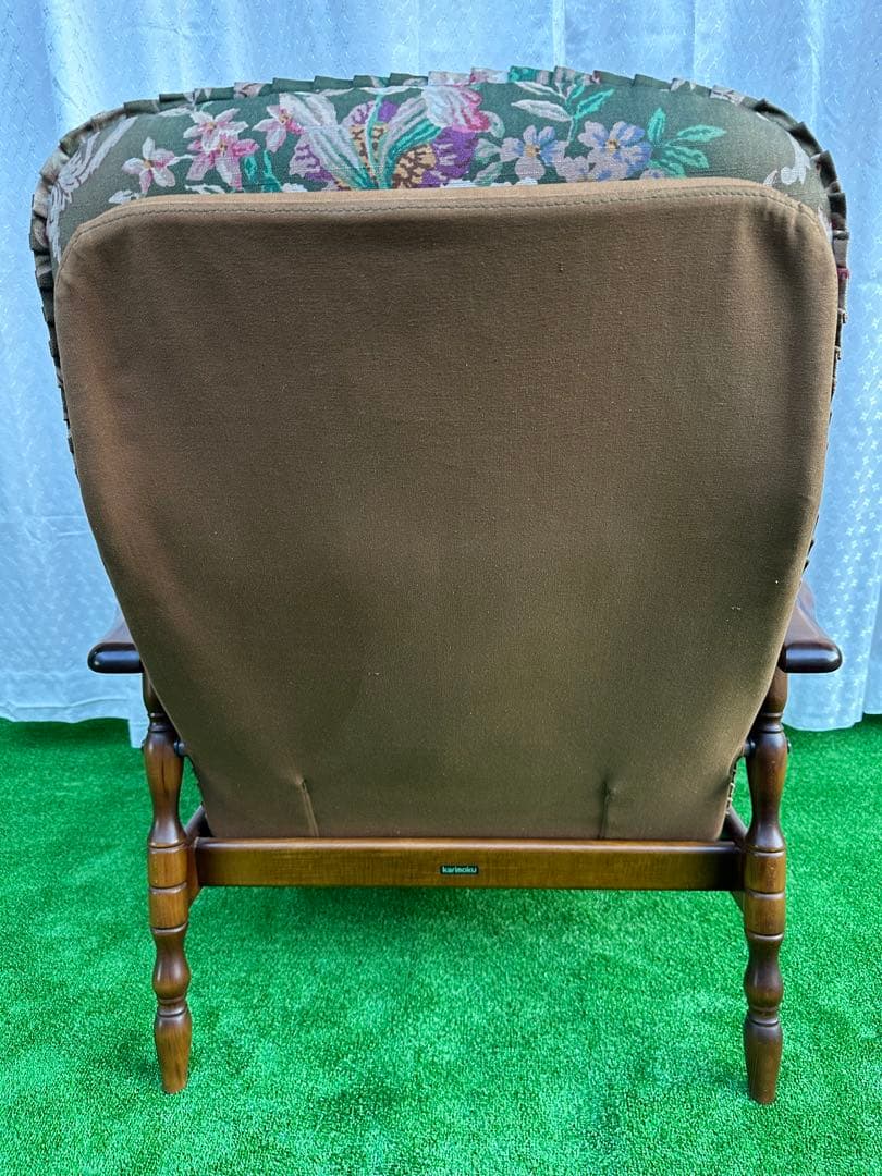 カリモク コロニアル クラシック花柄 リクライニングソファ 1人掛け i4-2※