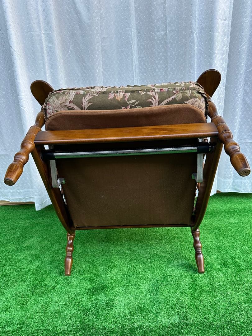 カリモク コロニアル クラシック花柄 リクライニングソファ 1人掛け i4-2※