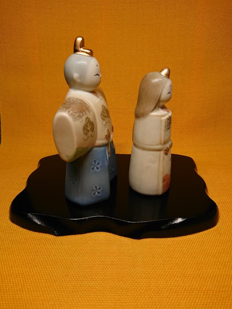 【美品】人形　ひな祭り　陶器　金彩　置物　インテリア　工芸品　美術品　A1253