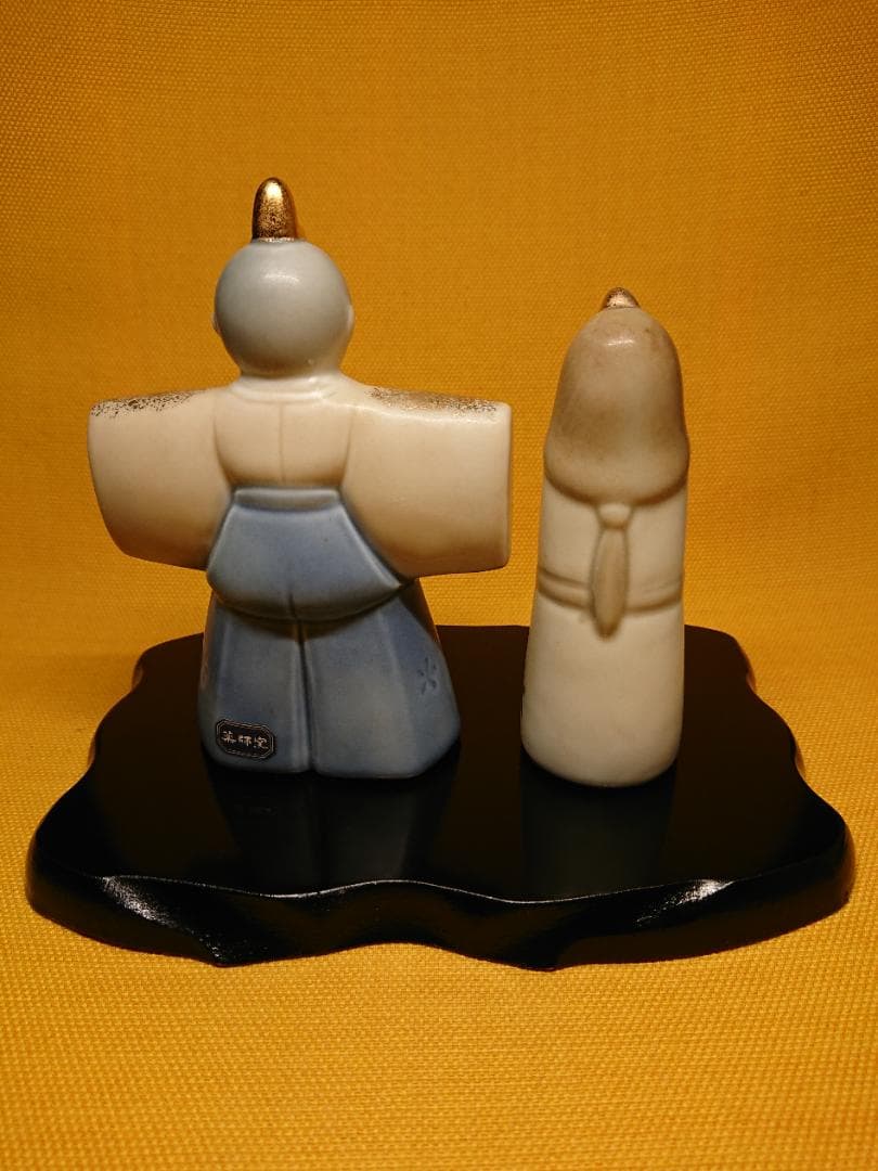 【美品】人形　ひな祭り　陶器　金彩　置物　インテリア　工芸品　美術品　A1253