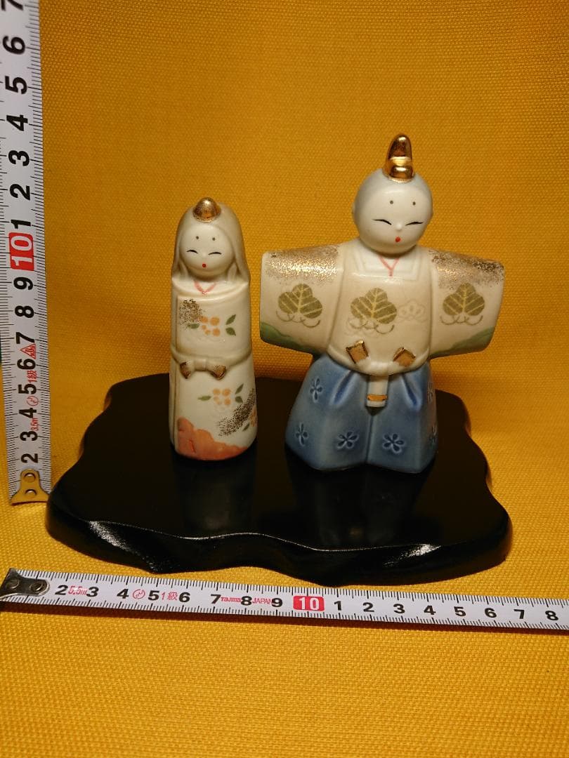 【美品】人形　ひな祭り　陶器　金彩　置物　インテリア　工芸品　美術品　A1253