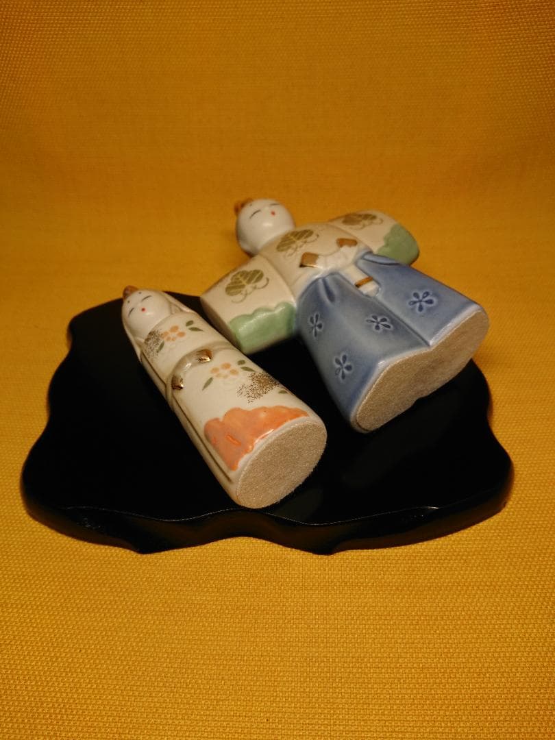 【美品】人形　ひな祭り　陶器　金彩　置物　インテリア　工芸品　美術品　A1253