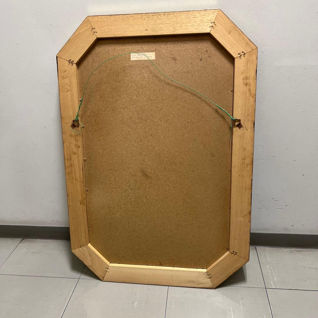 イタリア製　アンティーク　ウォール　ミラー　花柄装飾 八角形　壁掛け鏡