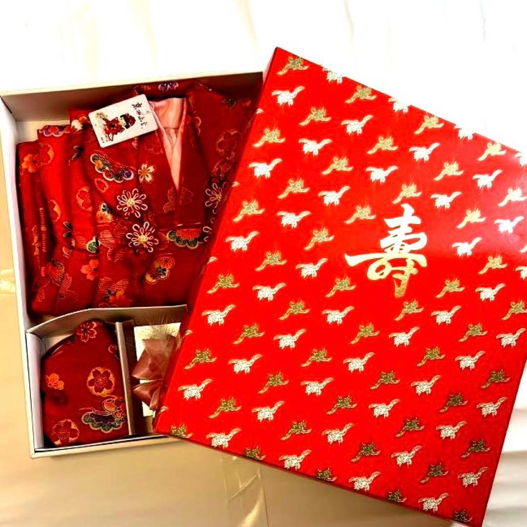 七五三 3才祝着セット新品未使用品　赤きもの&被布セット　草履巾着
