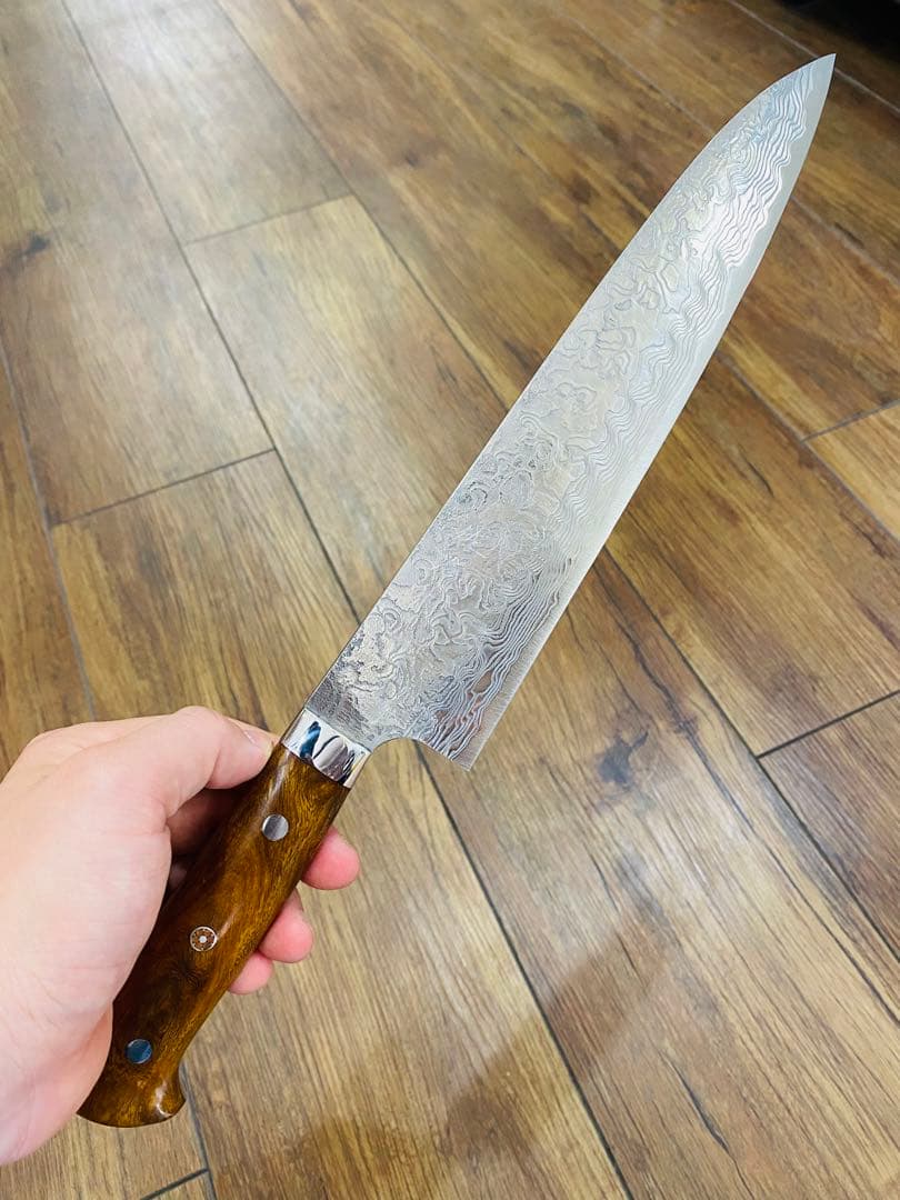 佐治武士 R2 ダイヤモンドフィニッシュ 牛刀 アイアンウッド 24cm