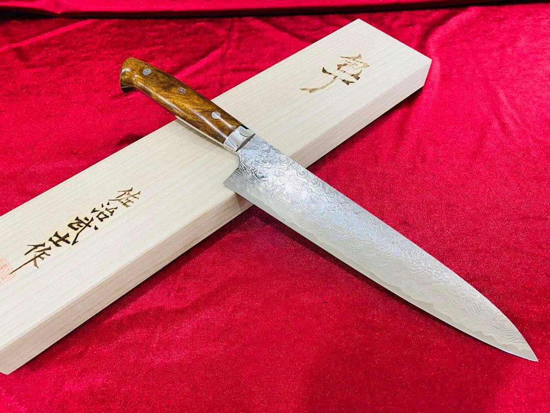 佐治武士 R2 ダイヤモンドフィニッシュ 牛刀 アイアンウッド 24cm