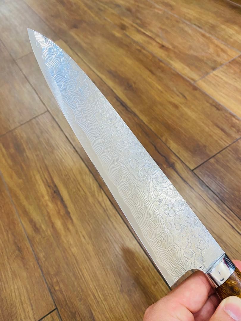 佐治武士 R2 ダイヤモンドフィニッシュ 牛刀 アイアンウッド 24cm