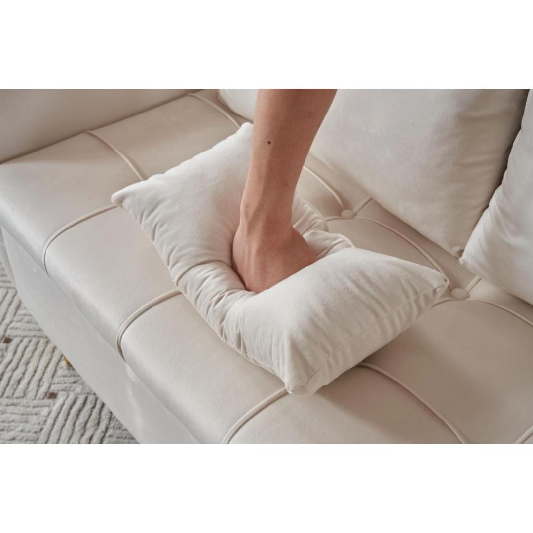 ソファー 2人掛け ソファ 収納付き クッション4個付き 金属脚付きカウチソファ