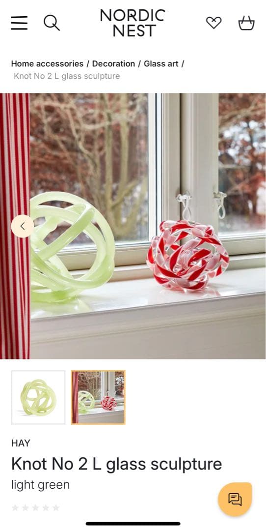 HAY】KNOT ガラス オブジェ 置物 Lサイズ 黄緑色 - メルカリ