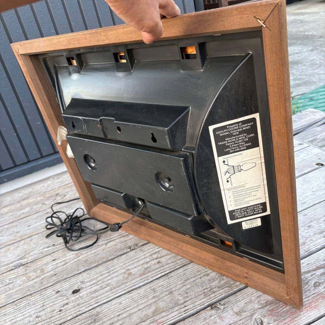 Coorsクアーズ ライトビール 木製枠パブミラー 照明付きミラーサイン 看板