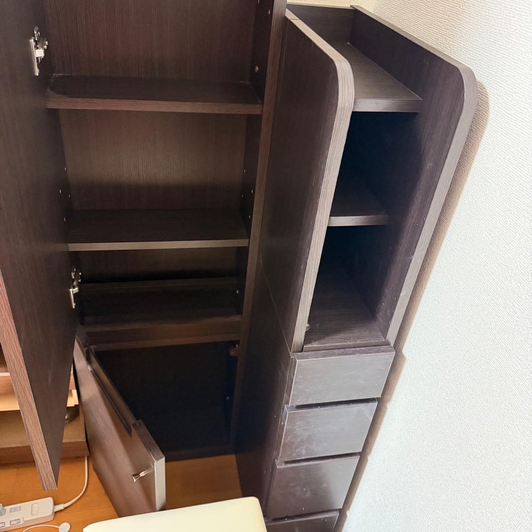 ニトリ ドレッサー 三面鏡タイプ＆スツール付き ✩.*˚ ダークブラウン