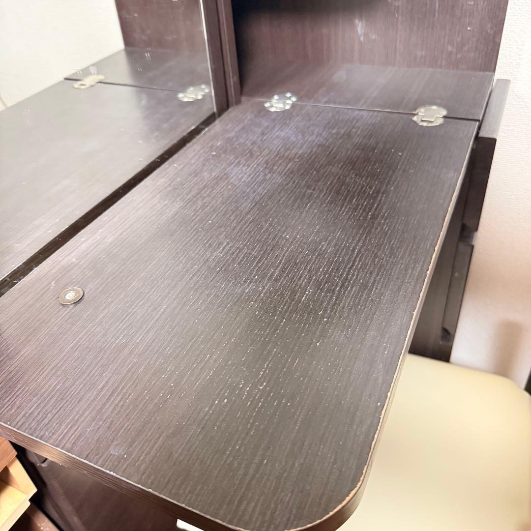 ニトリ ドレッサー 三面鏡タイプ＆スツール付き ✩.*˚ ダークブラウン