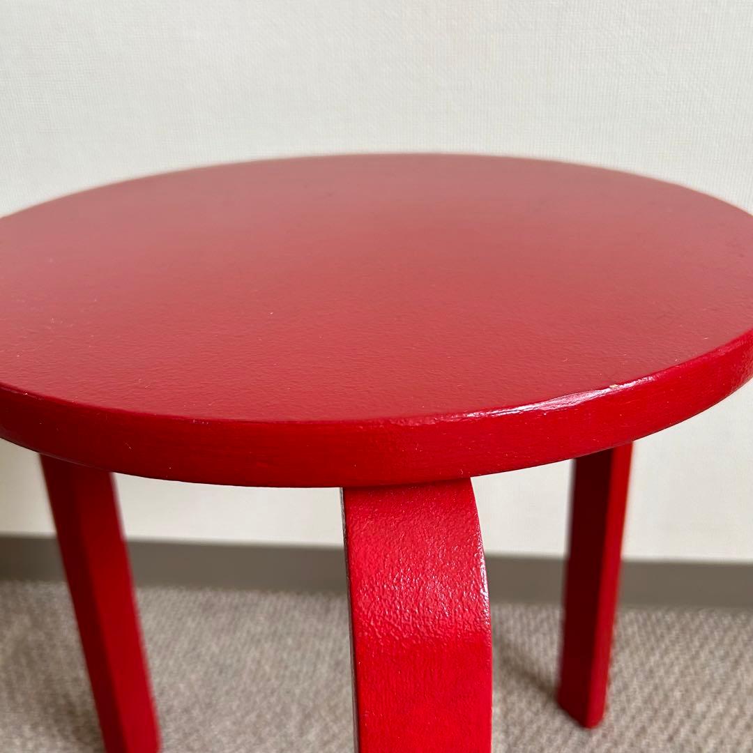 IKEA 木製スツールFROSTA フロスタ 廃盤品 アルテック風 赤1脚 ④