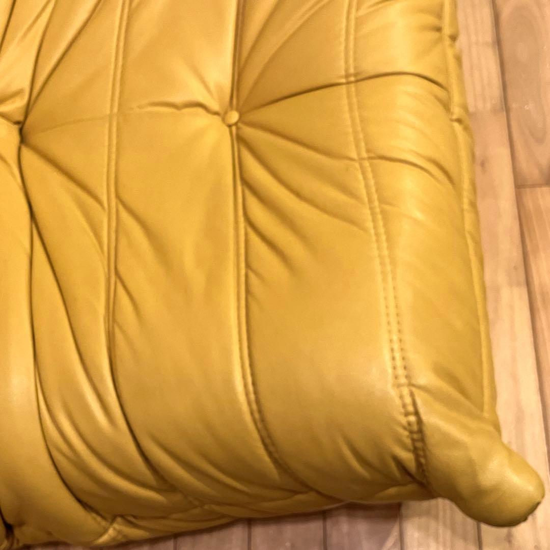 ligne roset togo 1P 本革 レザー ヴィンテージ ソファ　黄色