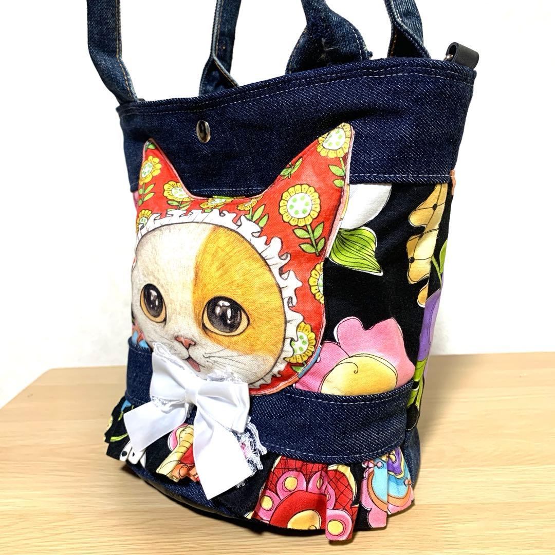 コヤンイサムチョン ハンドメイド デニムリメイク フリルバッグ トート