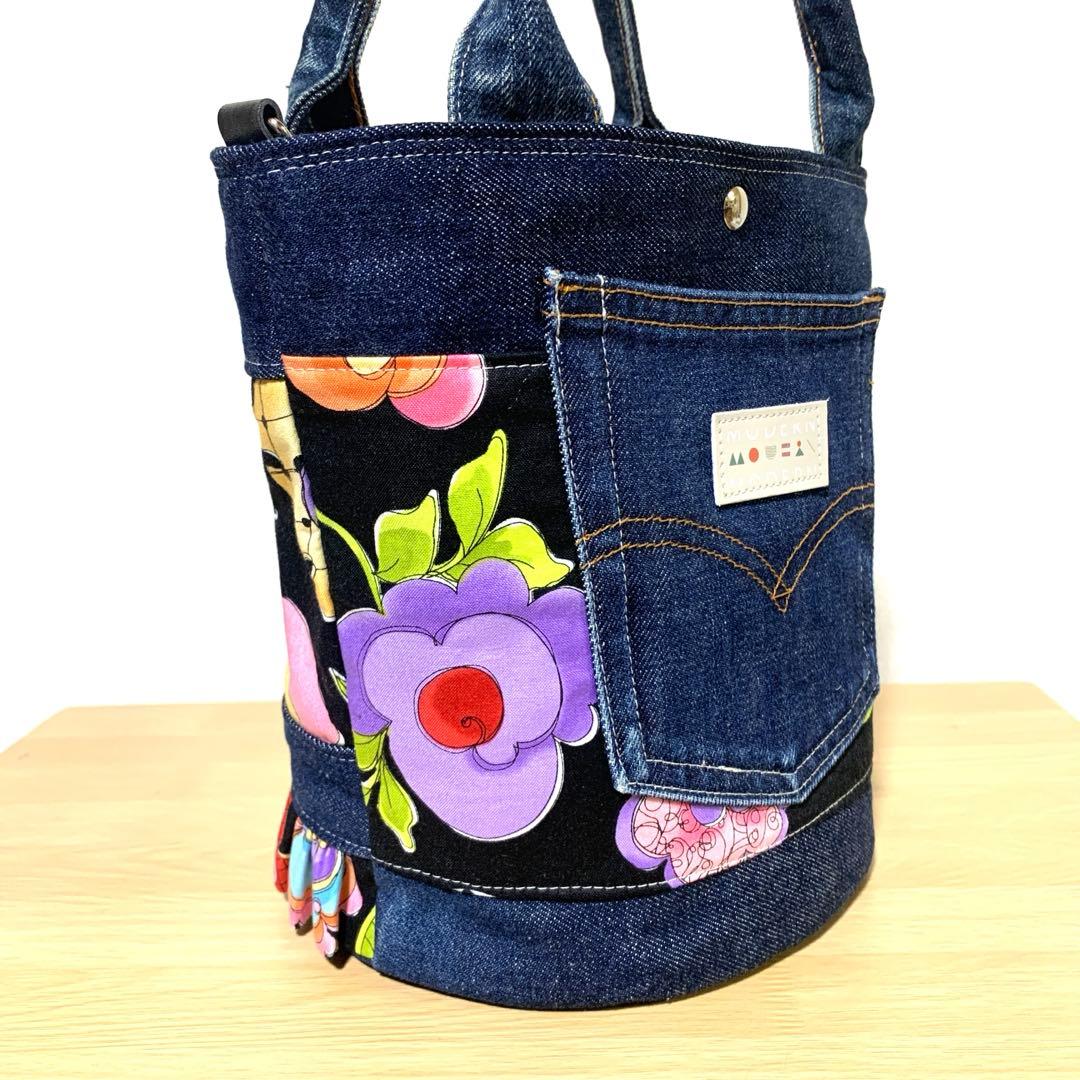 コヤンイサムチョン ハンドメイド デニムリメイク フリルバッグ トート