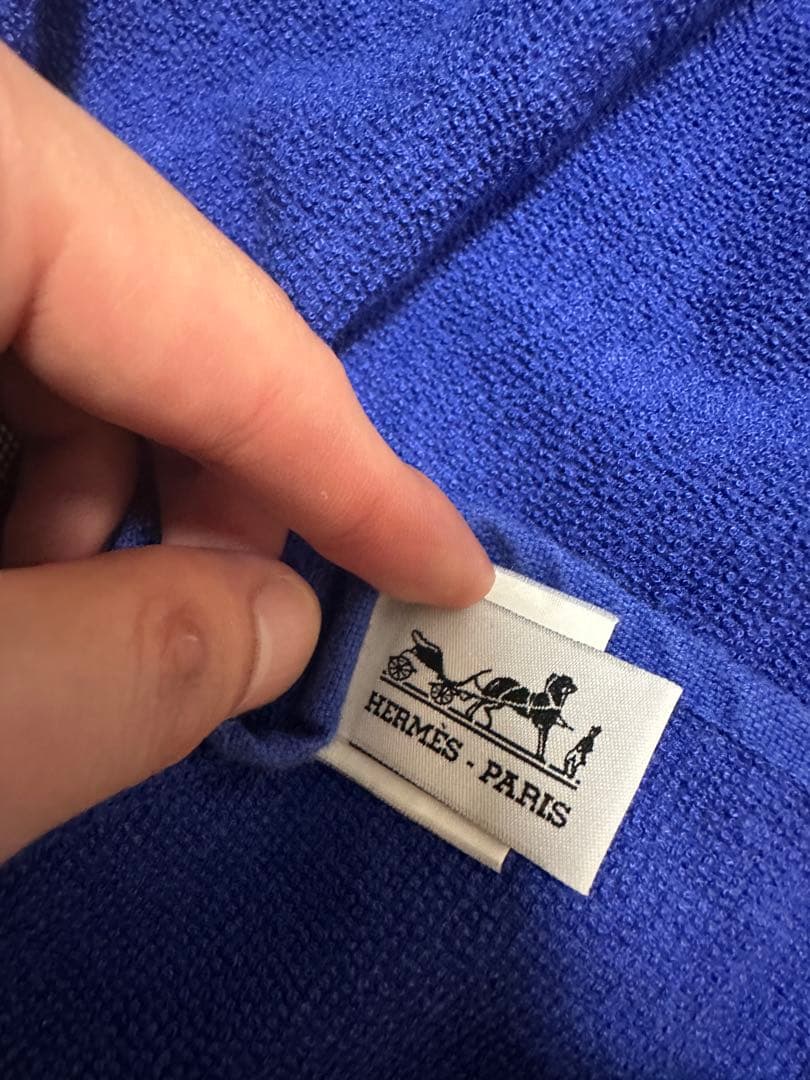 HERMES 青 ラグマット マルチカバー フリークロス ベッドカバー