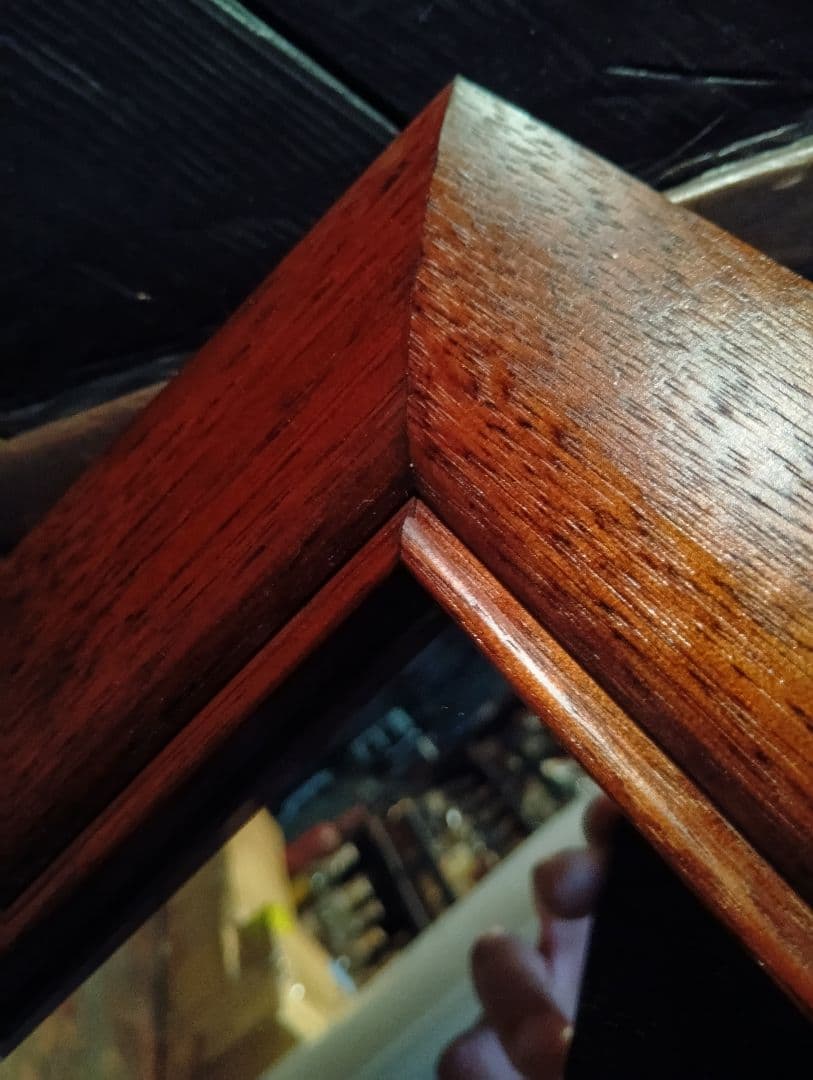 希少　1960's　デンマーク　チーク　無垢材　ラウンドフレーム　ミラー