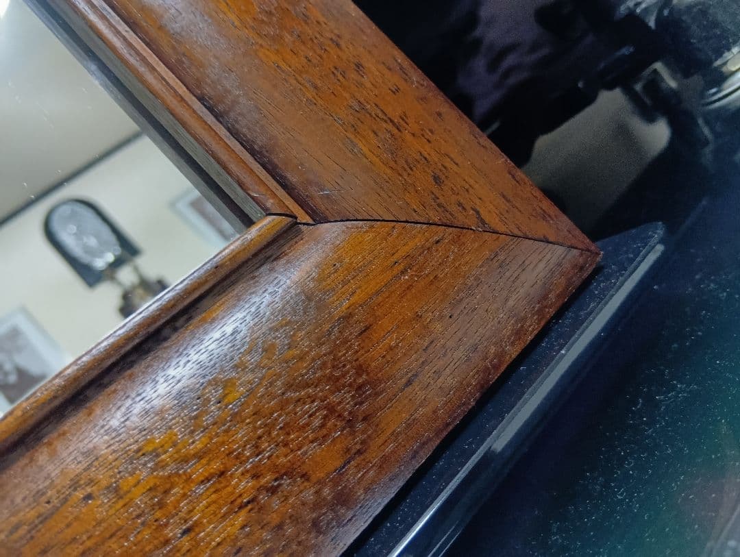 希少　1960's　デンマーク　チーク　無垢材　ラウンドフレーム　ミラー