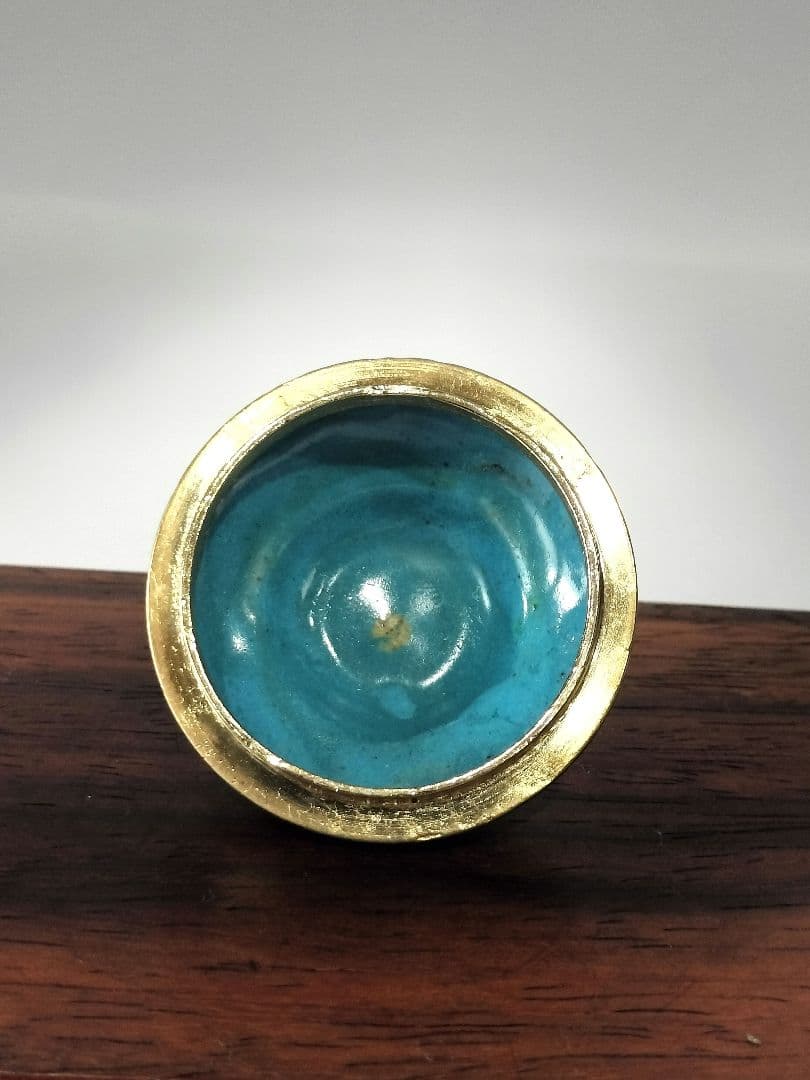 ❤【新品・未使用】中国 七宝琺瑯彩 花文 獅子摘蓋物 七宝焼 壺 ツボ