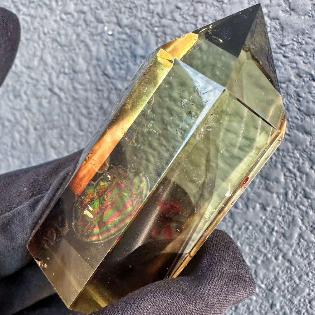 【開運 魔除】絶品❗️レインボー煙水晶スモーキーシトリン六角柱ファントムA1530