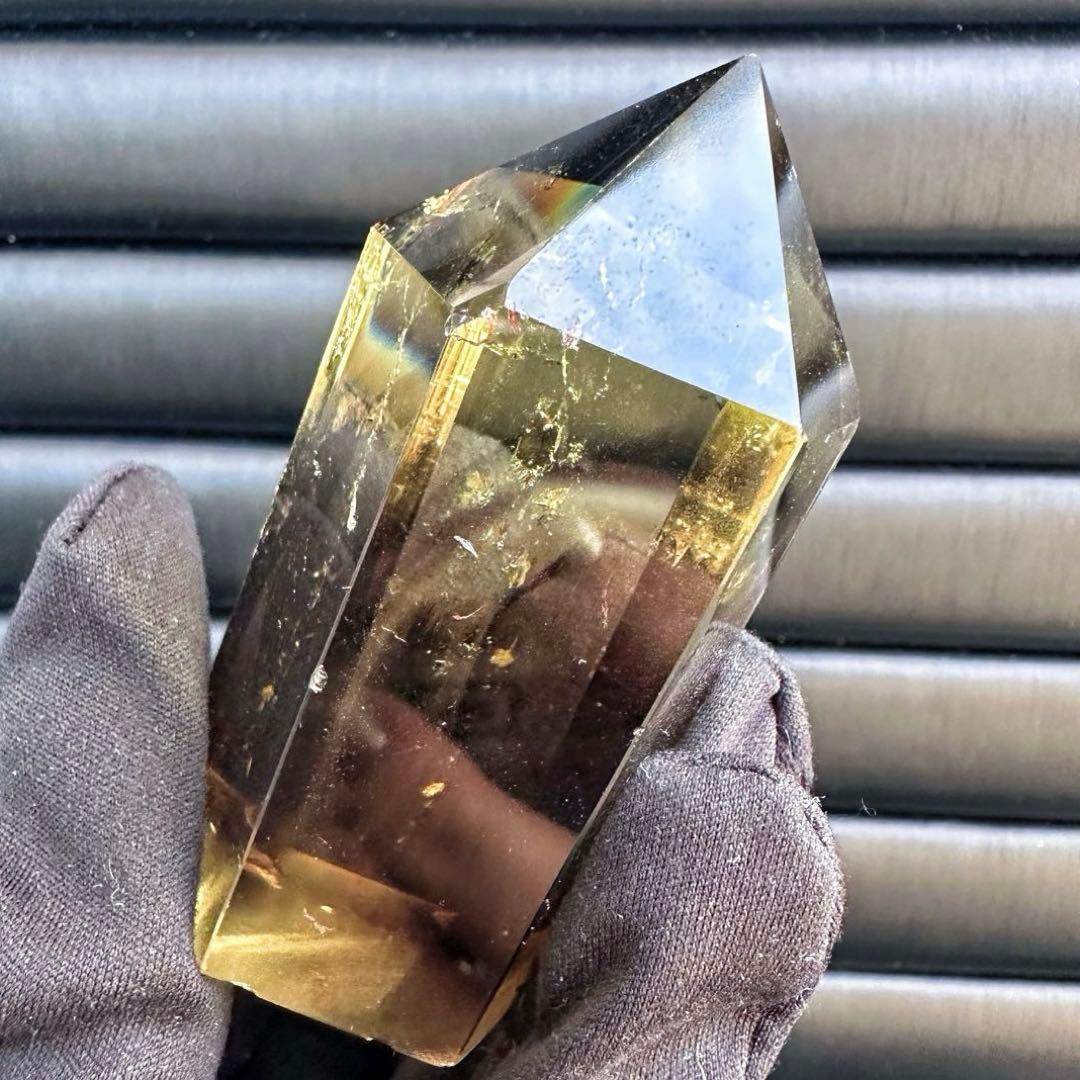 【開運 魔除】絶品❗️レインボー煙水晶スモーキーシトリン六角柱ファントムA1530
