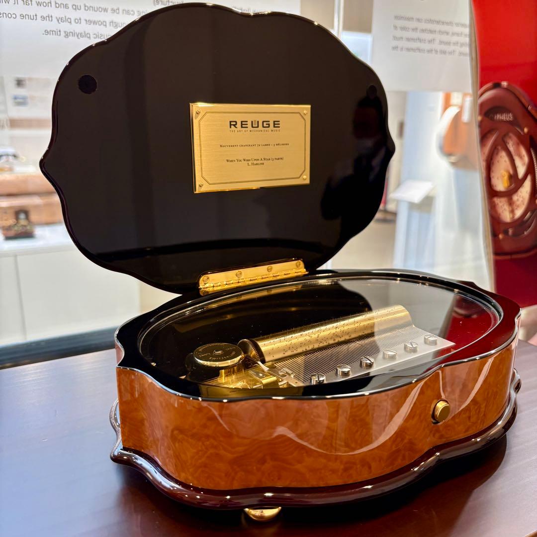 リュージュ72弁オルゴール 星に願いを リーフ型象篏細工Fleur de Lys