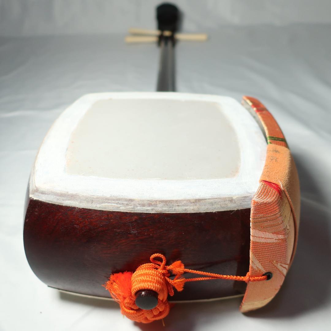 三味線 綾杉胴 中棹 二本溝 天然素材糸巻き ハードケース付 鼈甲 撥 付属