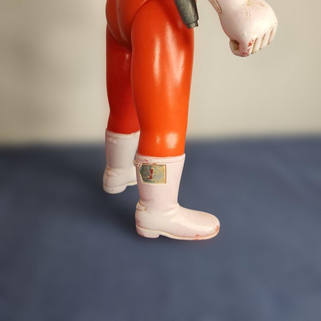 アカレンジャー　面取れ　ソフビ　面　武器　マントなし　レア　約22センチ