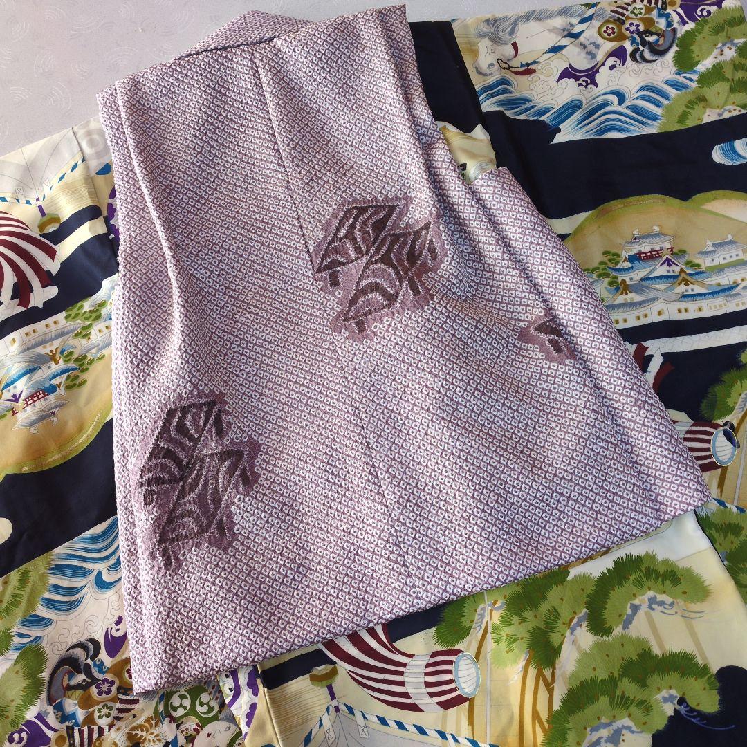 七五三３歳男の子正絹アンティーク着物と正絹総絞りの被布（長襦袢付き）