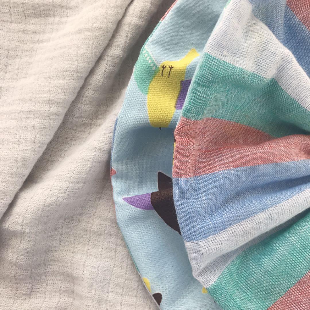 ☆青空の鳥×ブルーマルチストライプ☆ ハンドメイド リバーシブル スタイ