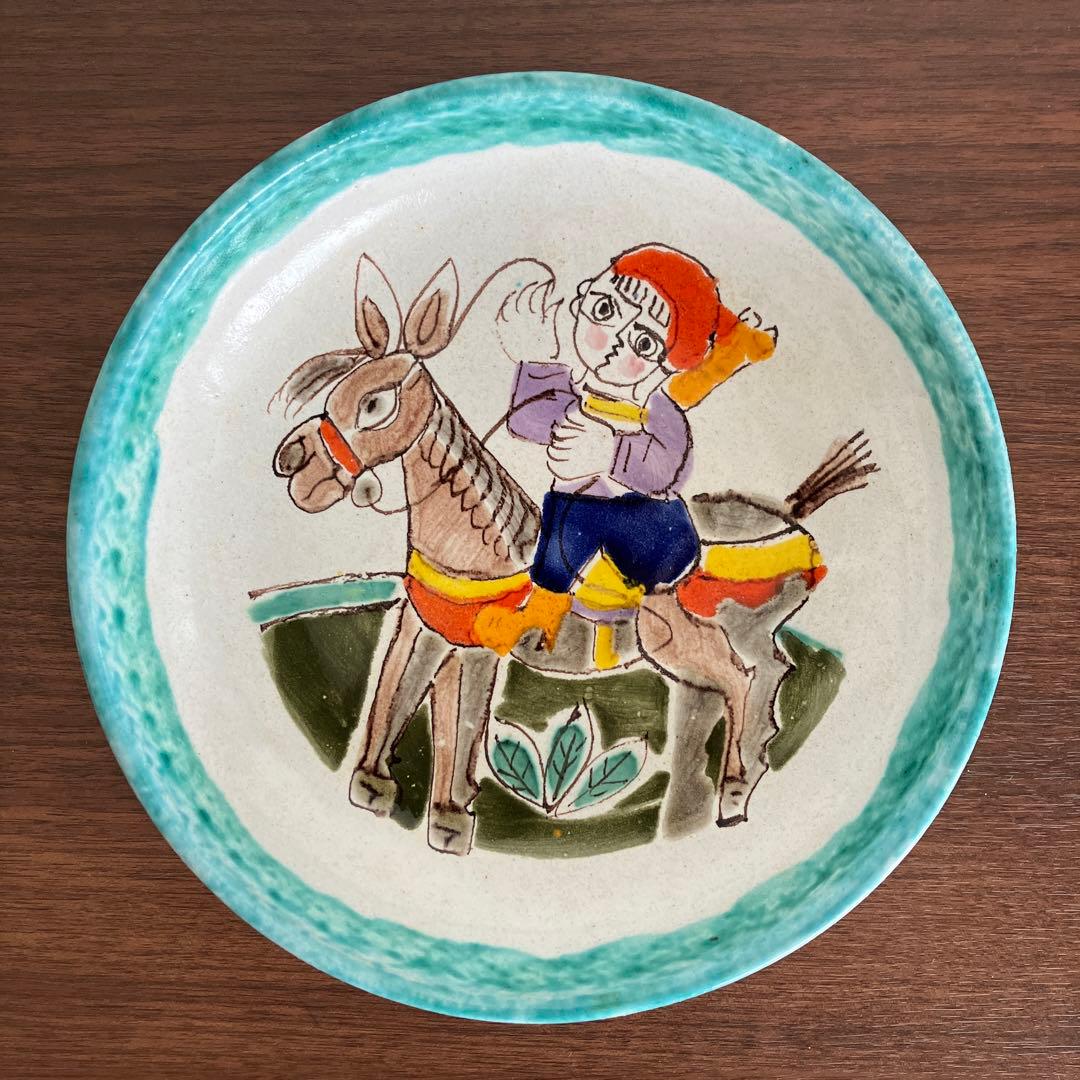 デシモーネ イタリア シチリア陶器 深皿 人と馬 - メルカリ