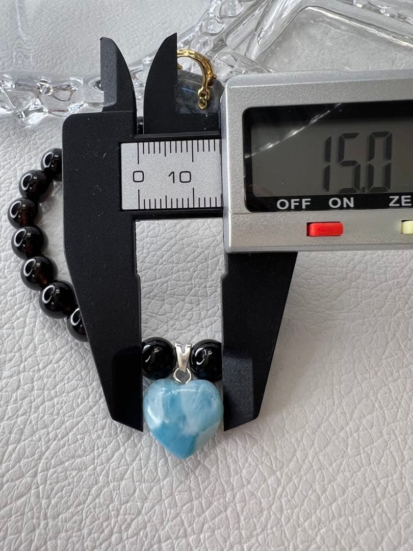 ドミニカ産ハートラリマー♡モリオンブレスレット　愛　平和　癒し　魔除け　厄除