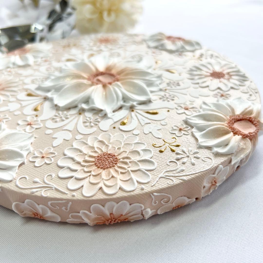 melia テクスチャーアート　花の絵　絵画　インテリアアート　花　立体　絵