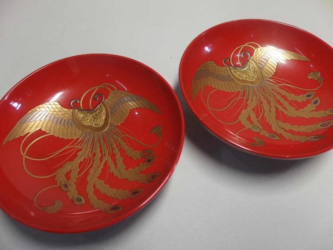 時代蒔絵鳳凰図盃一対/隠れ蓑/宝尽くし/吉祥紋/酒盃/加賀蒔絵