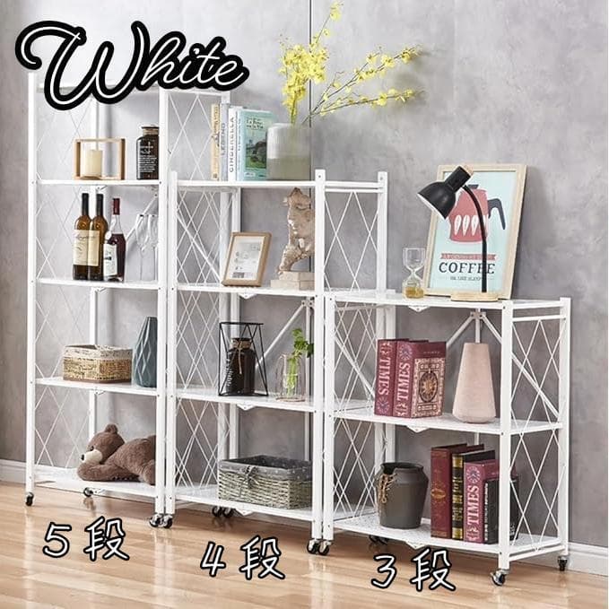 スチールラック棚折りたたみ折り畳みキャスター付き幅70cm５段黒ブラック