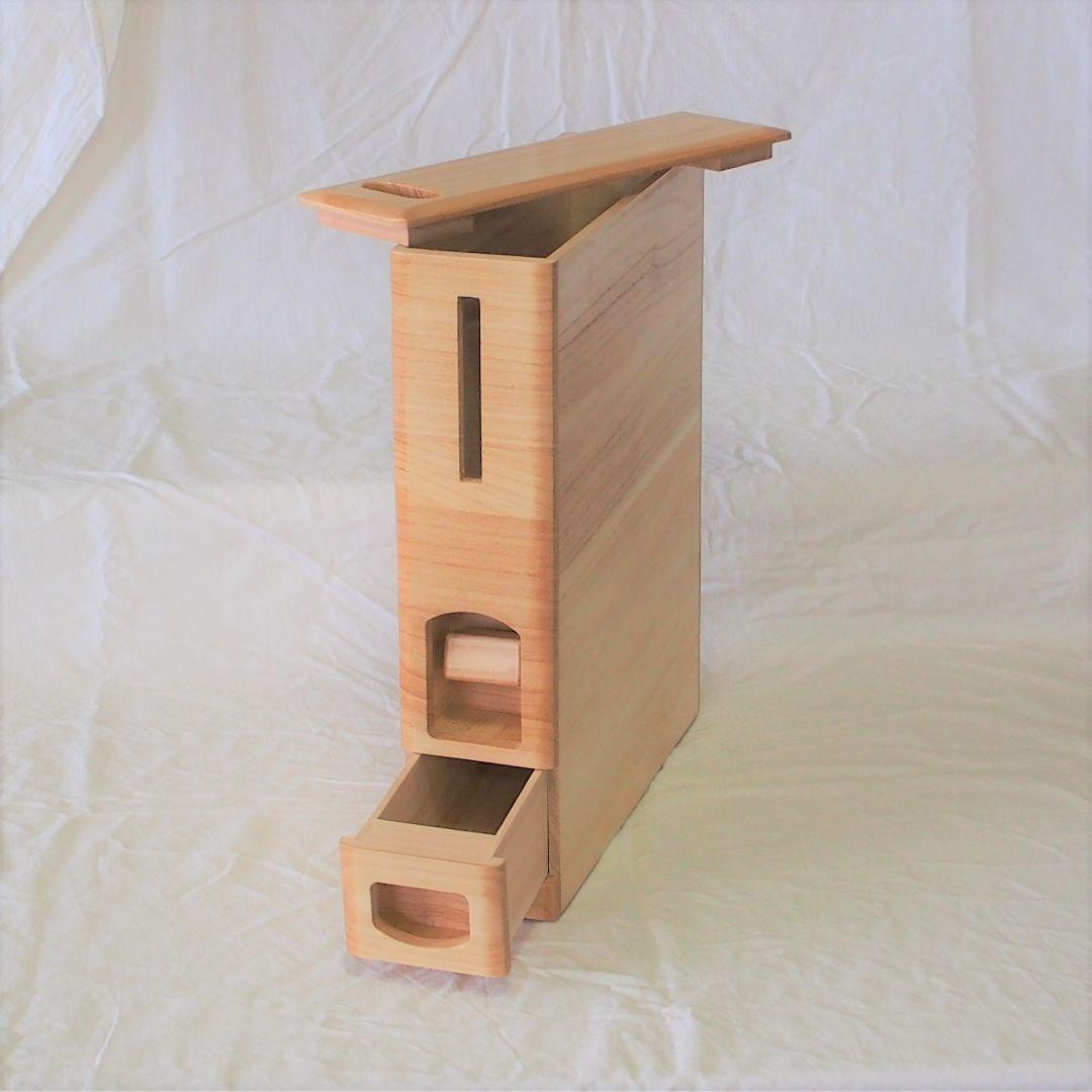 ★キャスター付 桐製スリムライスボックス(米びつ) ６kg 未使用品★