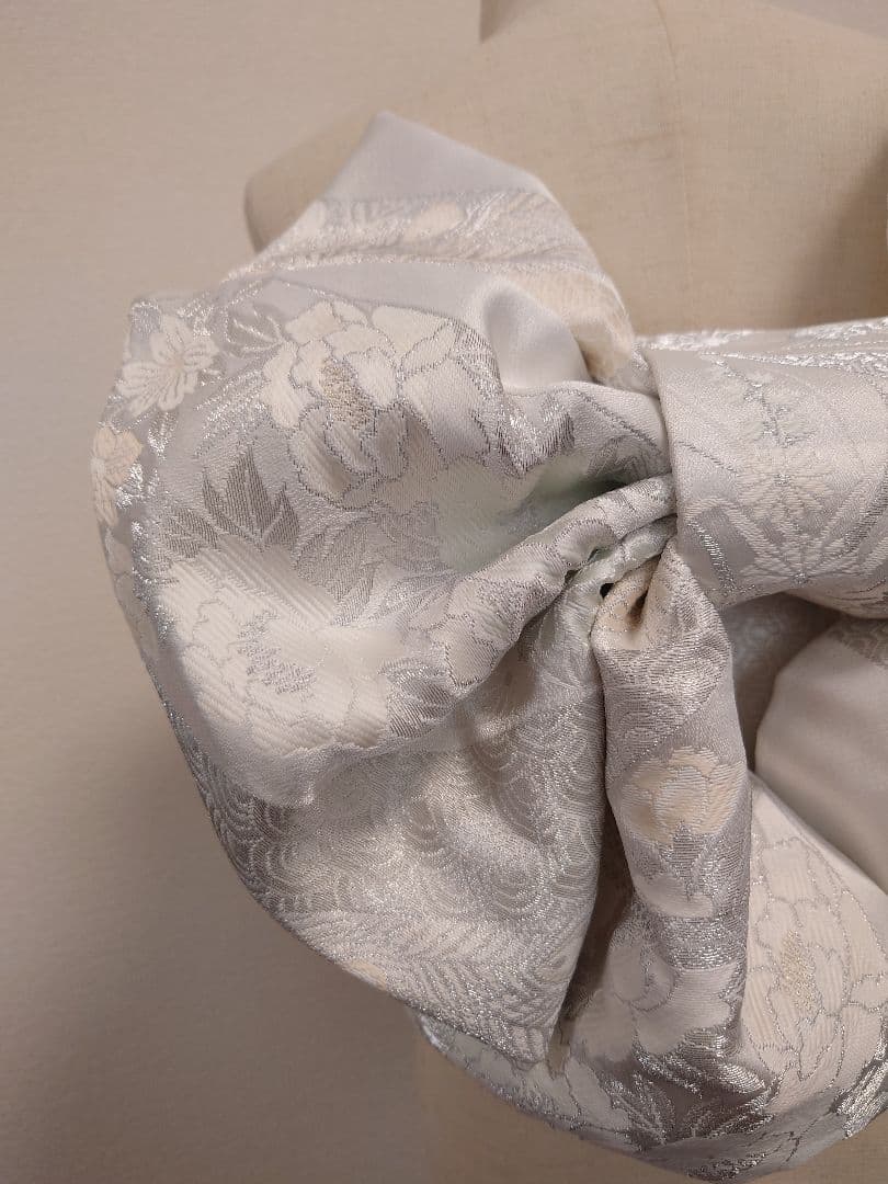 七五三　ハーフ成人式　ジュニア帯　大人用袋帯からの作り帯　1点物　銀白系