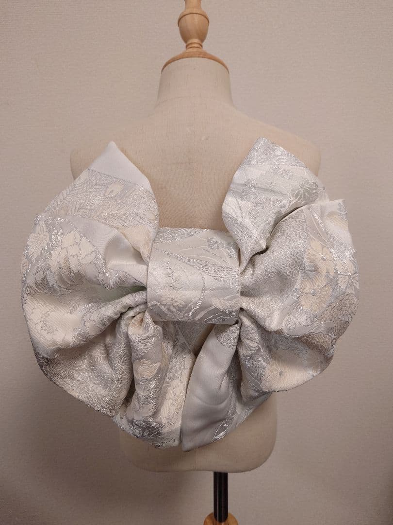 七五三　ハーフ成人式　ジュニア帯　大人用袋帯からの作り帯　1点物　銀白系