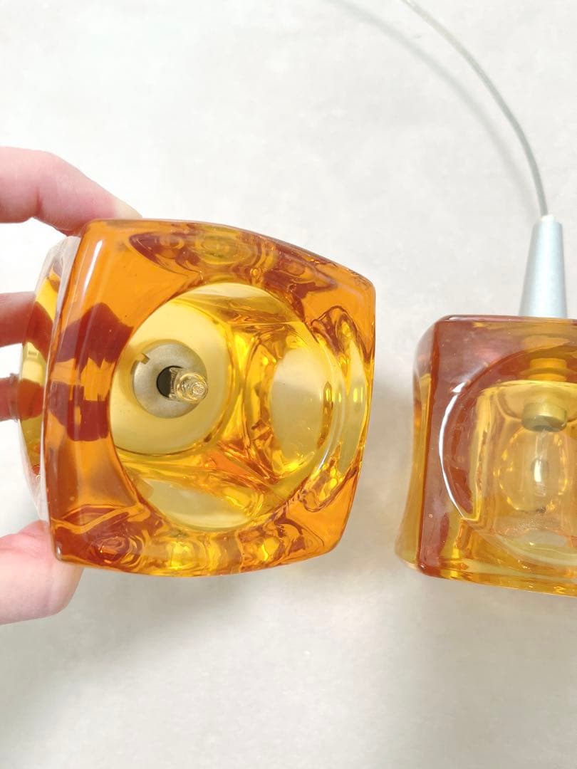 キシマ ガラスキューブ ペンダントライトKishima Amberアンバー色５灯