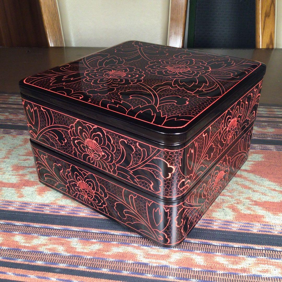 越前塗　木曽塗　信州木曽平澤　丸庄漆器店　『木製堅地漆器』　重箱