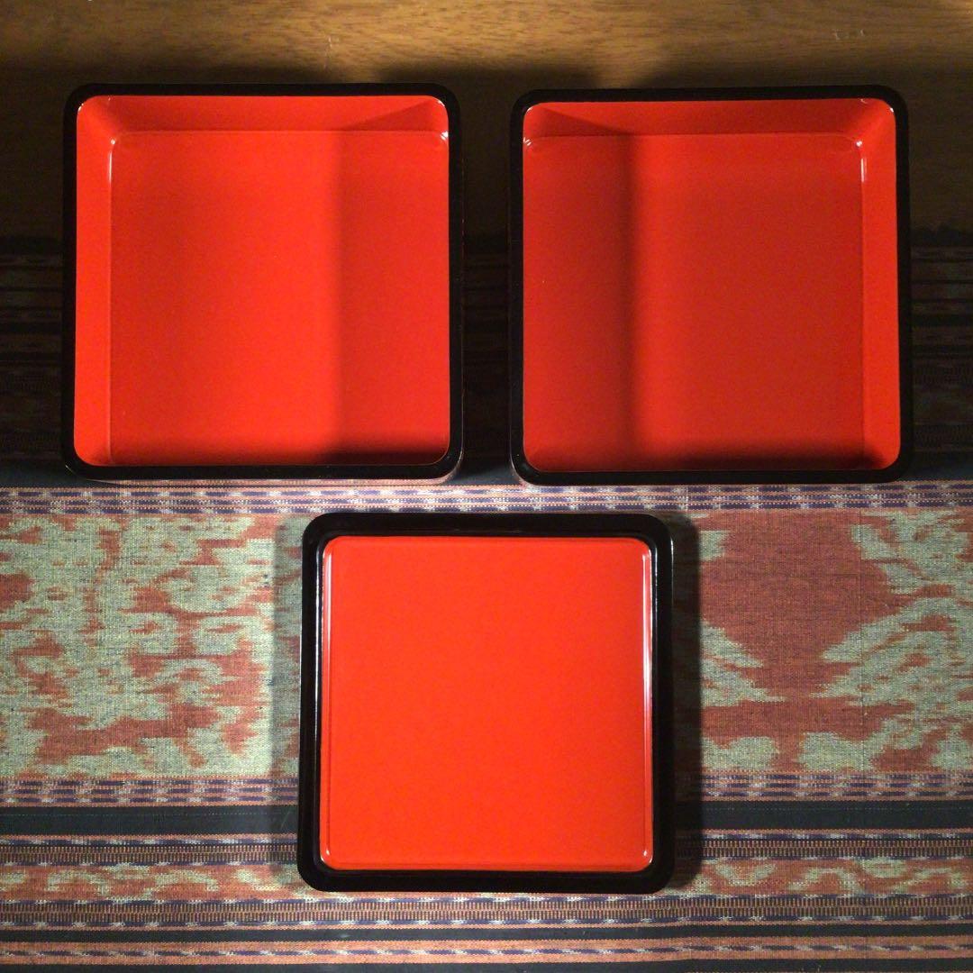 越前塗　木曽塗　信州木曽平澤　丸庄漆器店　『木製堅地漆器』　重箱