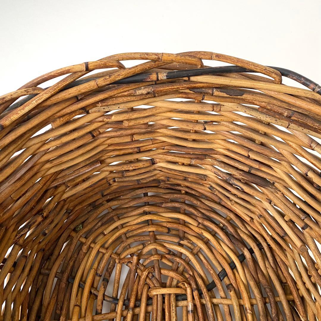 レトロ　ラタン　籐　カゴ　バスケット　大