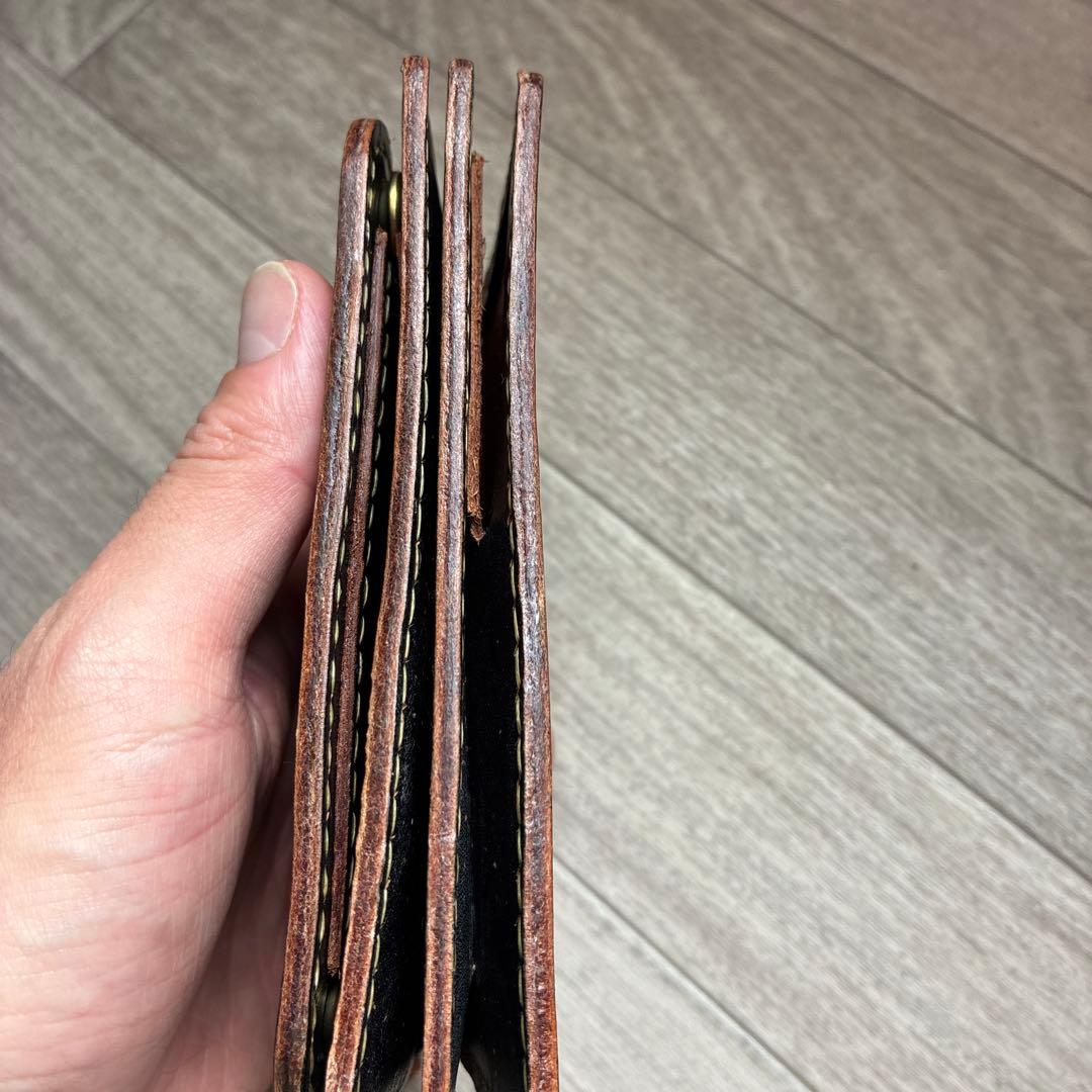 【茶芯ブラック】トラッカーウォレット　ミドル　真鍮　お札を折らずに収納