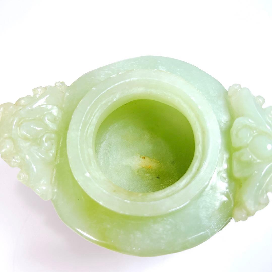 中国古玩 翡翠 玉 獅子香炉 唐物 緑砡石 翡翠 置物 遊環 香炉 - メルカリ