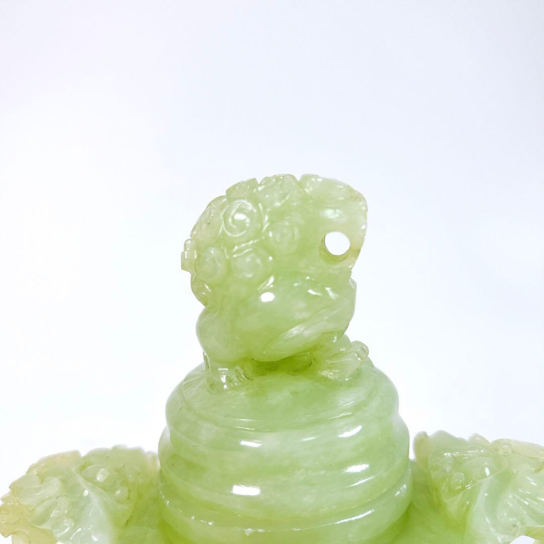 中国古玩 翡翠 玉 獅子香炉 唐物 緑砡石 翡翠 置物 遊環 香炉 - メルカリ